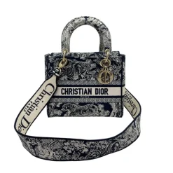 DIOR LADY D-LITE CON RICAMO TOILE DE JOUY REVERSE BLU