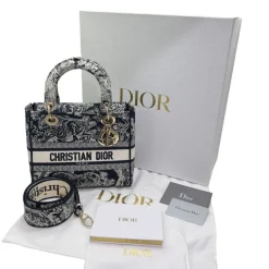 DIOR LADY D-LITE CON RICAMO TOILE DE JOUY REVERSE BLU