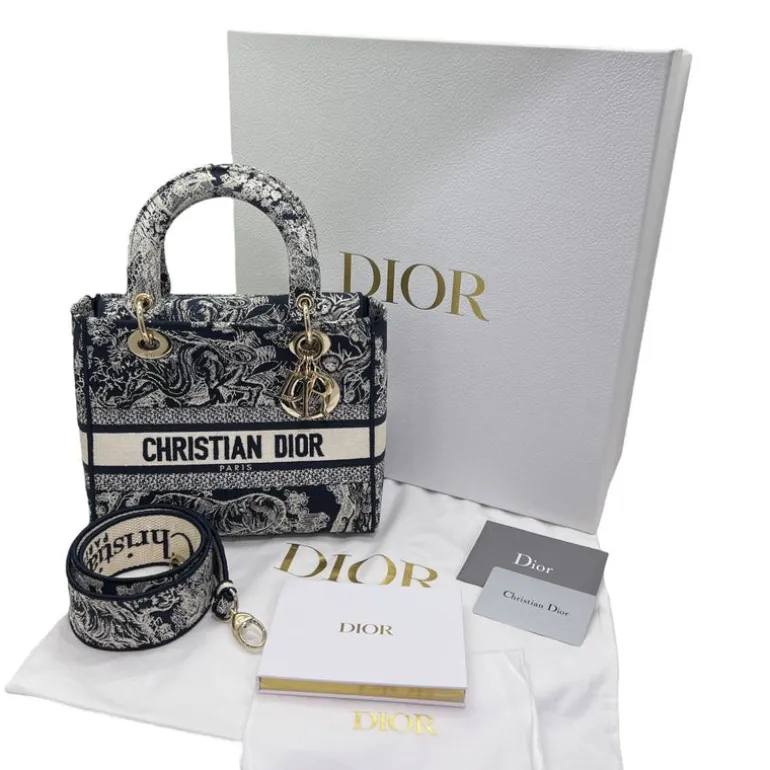 DIOR LADY D-LITE CON RICAMO TOILE DE JOUY REVERSE BLU