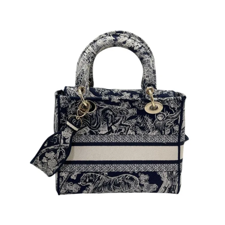 DIOR LADY D-LITE CON RICAMO TOILE DE JOUY REVERSE BLU