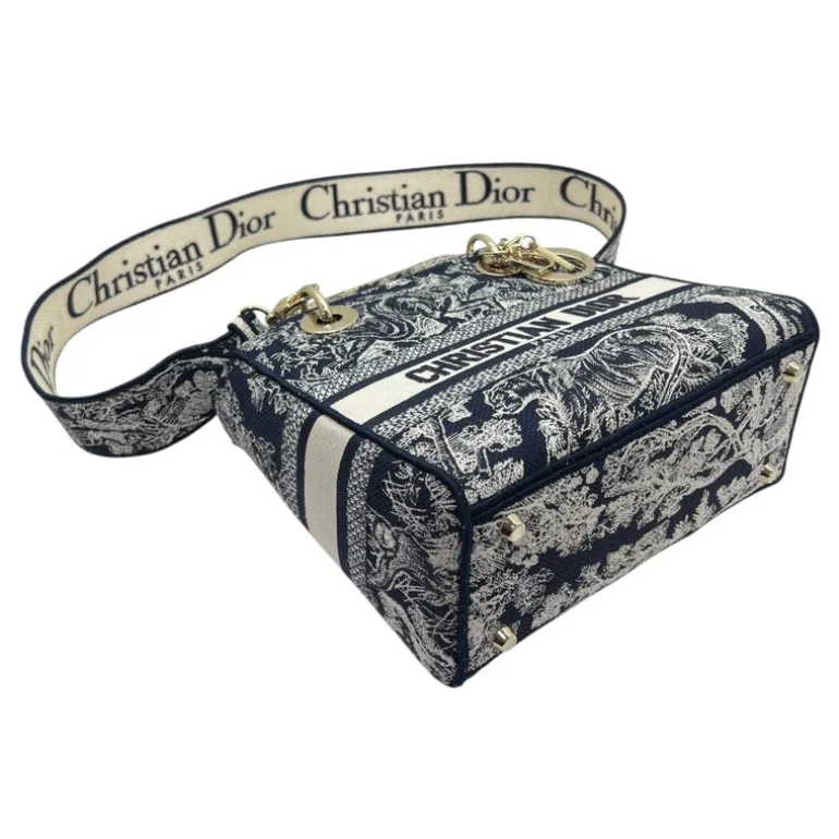 DIOR LADY D-LITE CON RICAMO TOILE DE JOUY REVERSE BLU