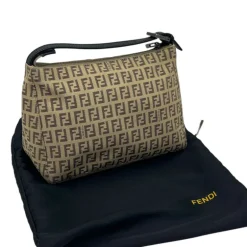 FENDI BORSA A MANO IN TELA FF ZUCCHINO