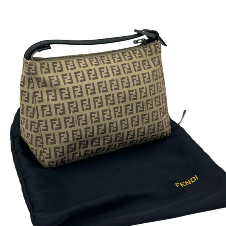FENDI BORSA A MANO IN TELA FF ZUCCHINO