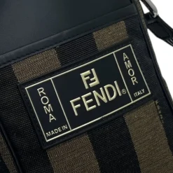 FENDI BORSA A TRACOLLA PICCOLA IN TESSUTO E PELLE