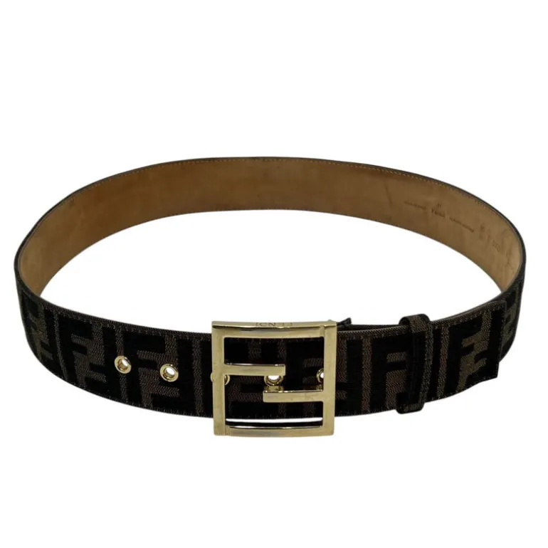 FENDI CINTURA IN TESSUTO FF E PELLE TG 90