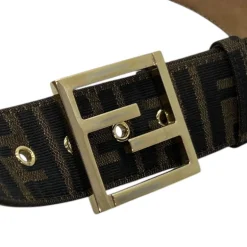 FENDI CINTURA IN TESSUTO FF E PELLE TG 90