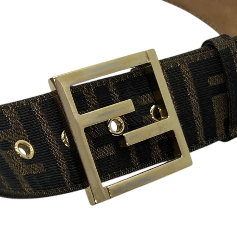 FENDI CINTURA IN TESSUTO FF E PELLE TG 90