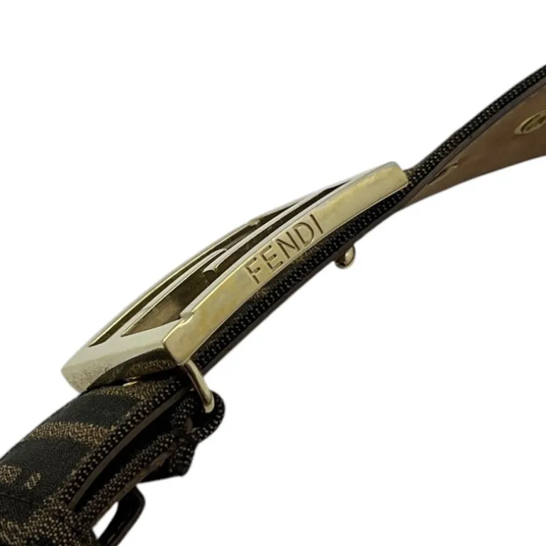 FENDI CINTURA IN TESSUTO FF E PELLE TG 90