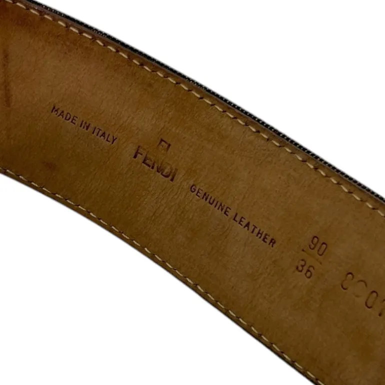 FENDI CINTURA IN TESSUTO FF E PELLE TG 90