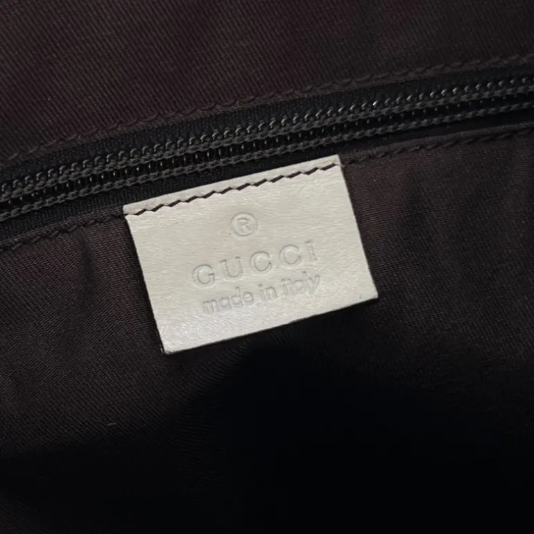 GUCCI BORSA A TRACOLLA IN TESSUTO GG E PELLE BIANCA