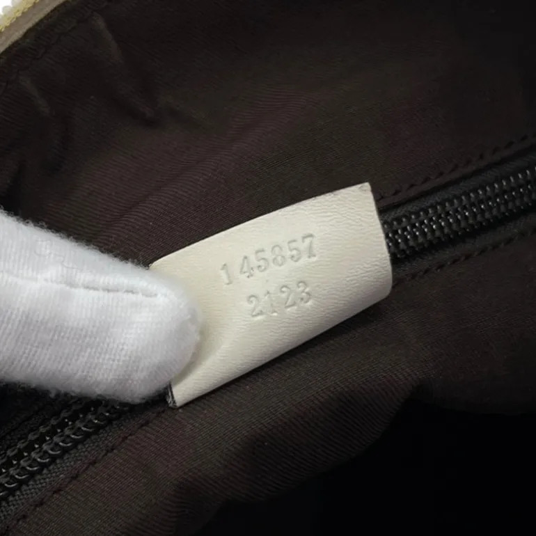 GUCCI BORSA A TRACOLLA IN TESSUTO GG E PELLE BIANCA