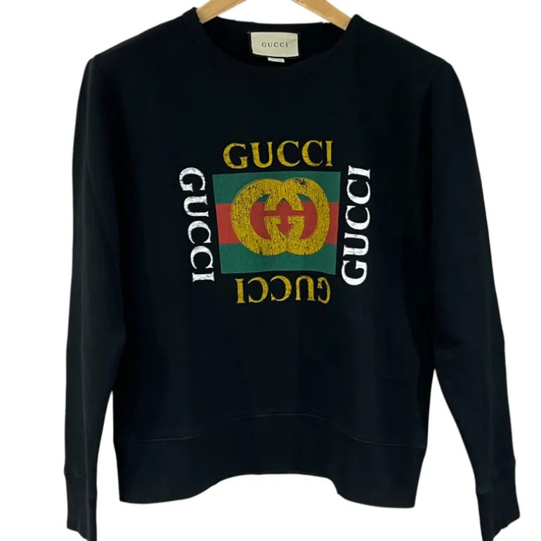 GUCCI FELPA GIROCOLLO VINTAGE LOGO TG XS