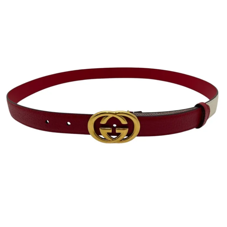 GUCCI MEMORABLE BUCKLE CINTURA SOTTILE IN PELLE BICOLORE