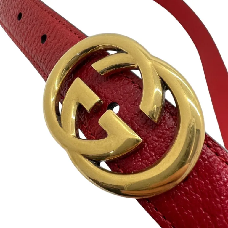 GUCCI MEMORABLE BUCKLE CINTURA SOTTILE IN PELLE BICOLORE