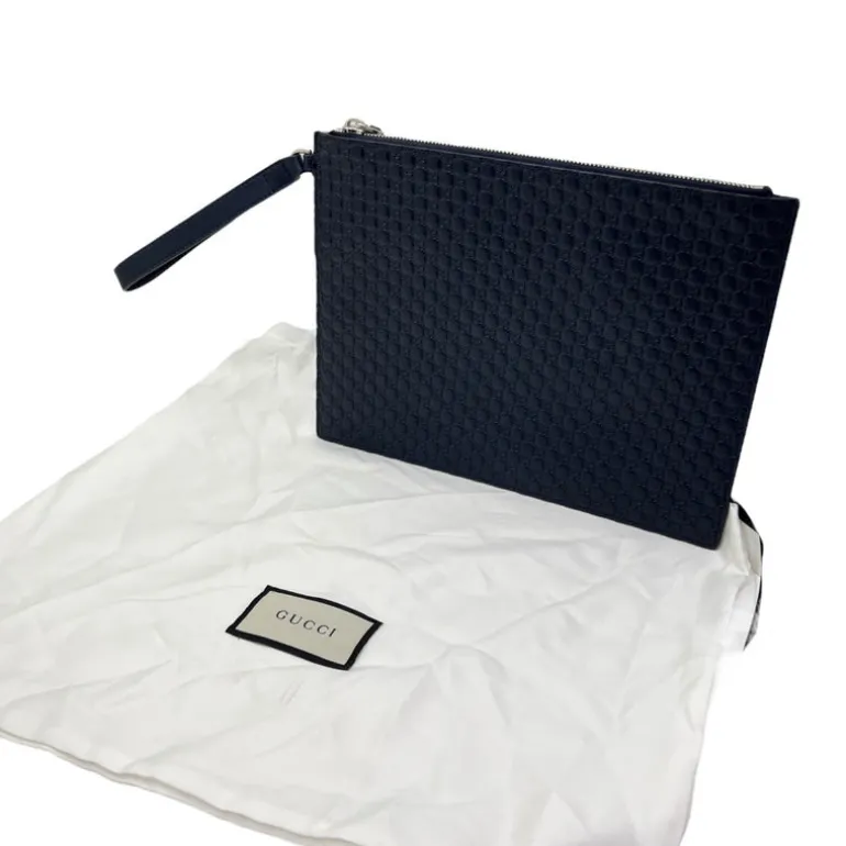 GUCCI POCHETTE IN PELLE GUCCISSIMA BLU