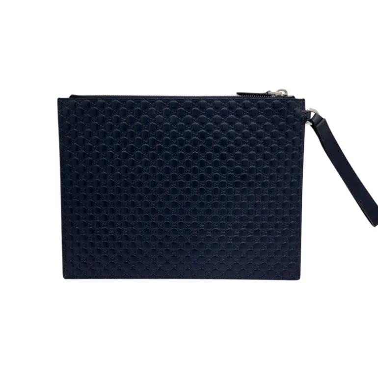 GUCCI POCHETTE IN PELLE GUCCISSIMA BLU