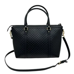 GUCCI TOTE BAG IN PELLE MICROGUCCISSIMA NERA