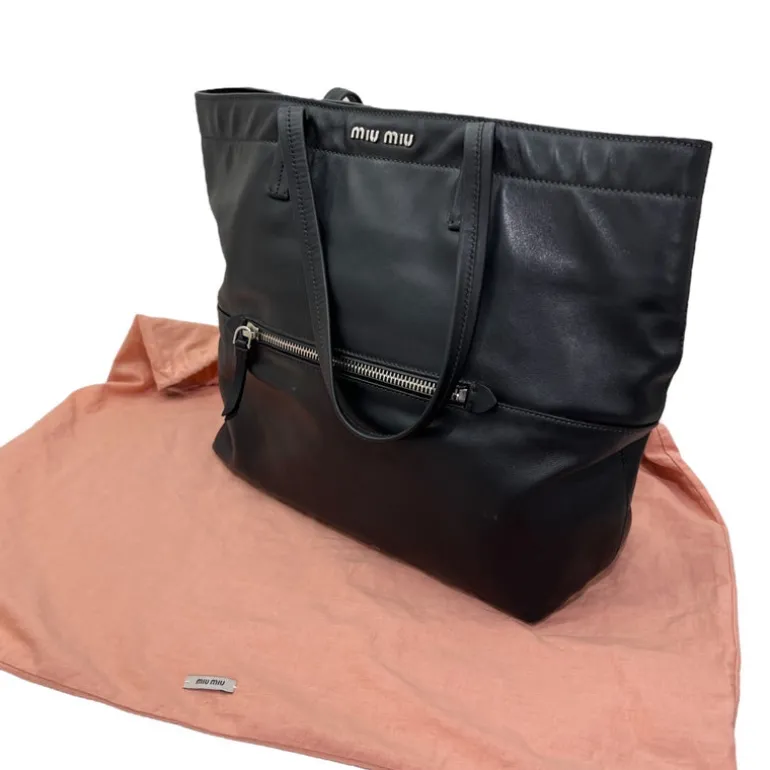 MIU MIU BORSA SHOPPING IN PELLE NERA