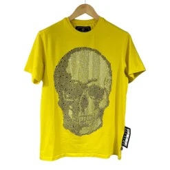 PHILIPP PLEIN SKULL STRASS TSHIRT TG. M GIALLA