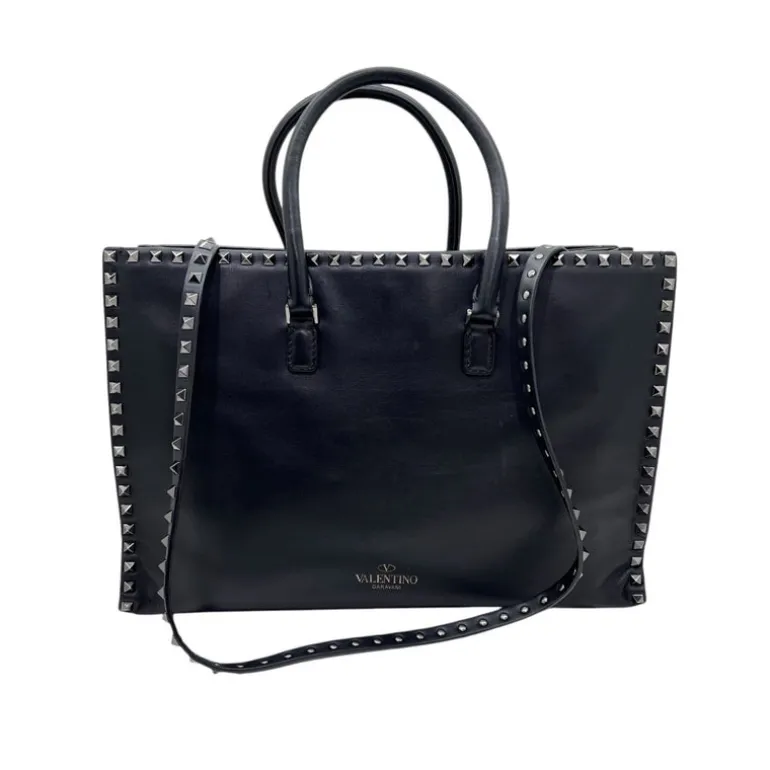 VALENTINO GARAVANI NOIR ROCKSTUD GRANDE IN PELLE