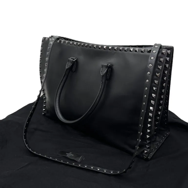 VALENTINO GARAVANI NOIR ROCKSTUD GRANDE IN PELLE